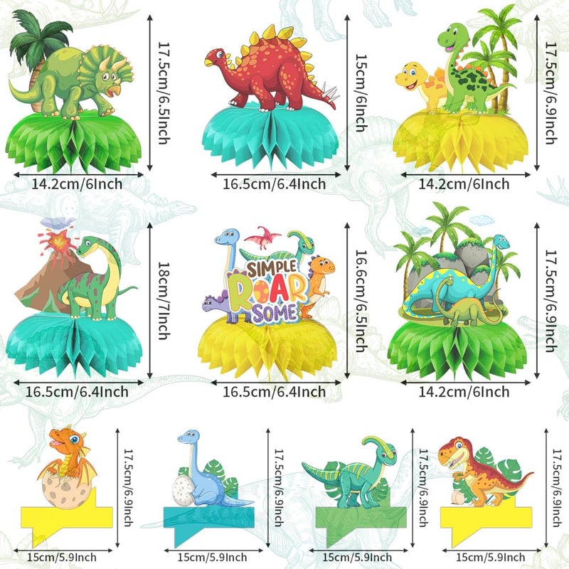 Jamonxi Dinosaur Birthday Decorations For 4-8 Year Old Boy And Girl, Baby Shower Center Pieces Cute Decoration For Table, Colorful Dinosaur Party Favors For Kids 1-3 Easy Assembly Stable Standing - Image 4